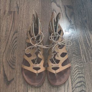 Lace Up Tan Sandals